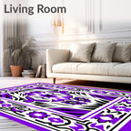 Vibrant Purple Jewel Floral Pattern Rug