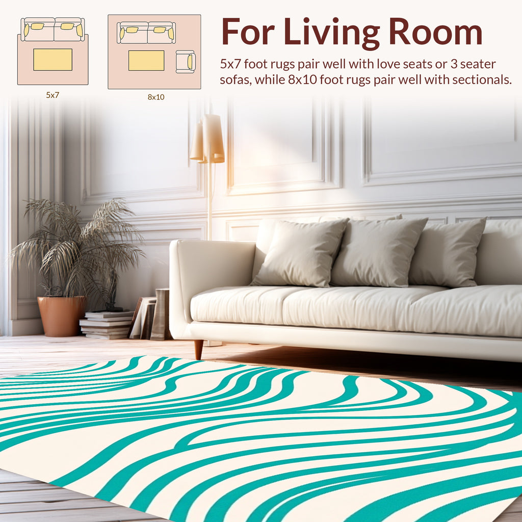 Teal Wavy Flow Design Rug