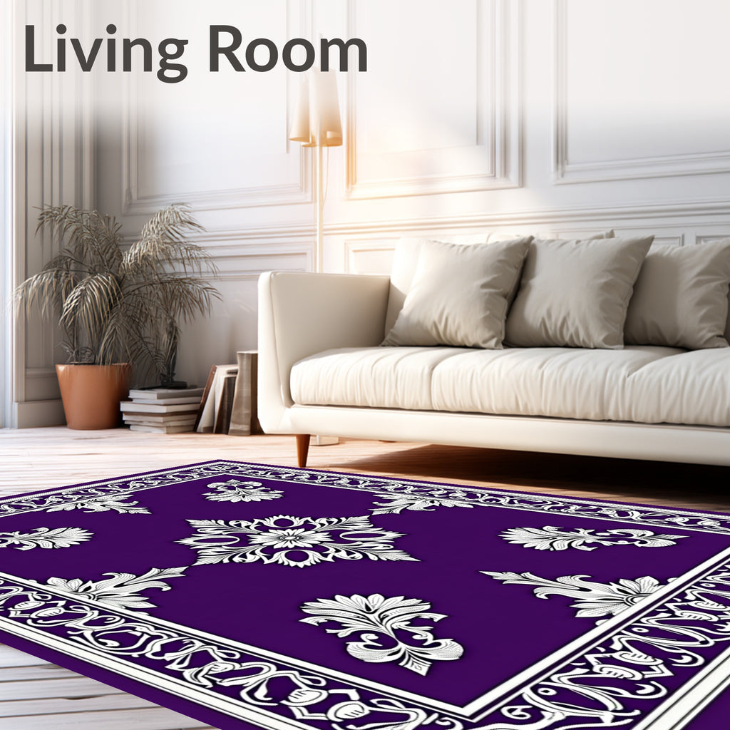Rich Purple floral Filigree Pattern Rug
