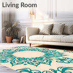 Teal Floral Medallion Design Rug