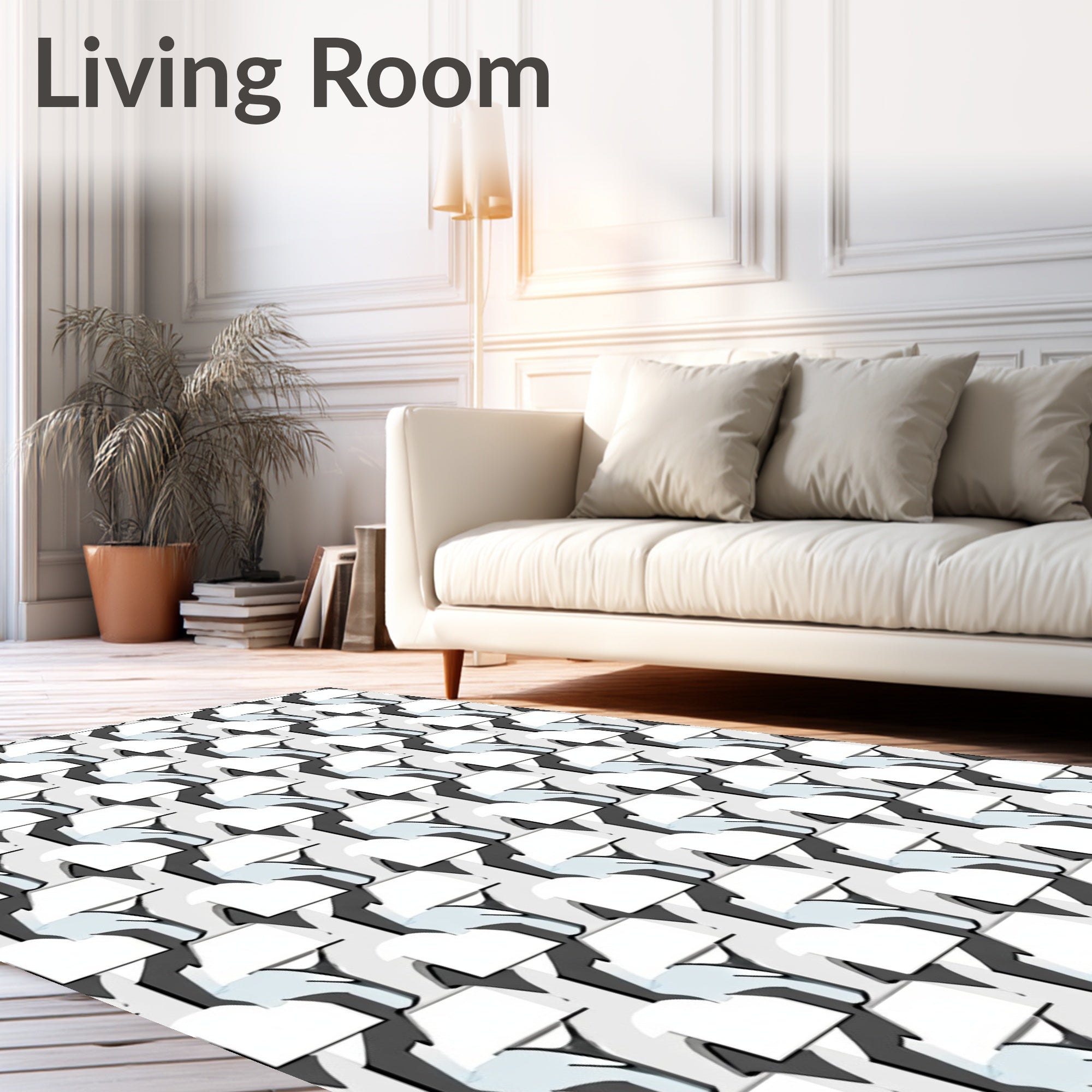 Modern Interlocking Geometric Abstract Rug
