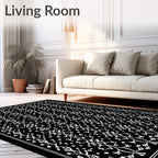 Elegant White Floral Damask Pattern Rug