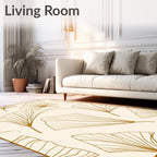 Minimalist Ginkgo Leaf Line Art Rug