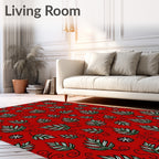Red Fern Star Patterned Design Rug