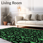 Vibrant Green Vines Scrollwork Rug