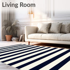 Classic Navy Stripe Pattern Rug