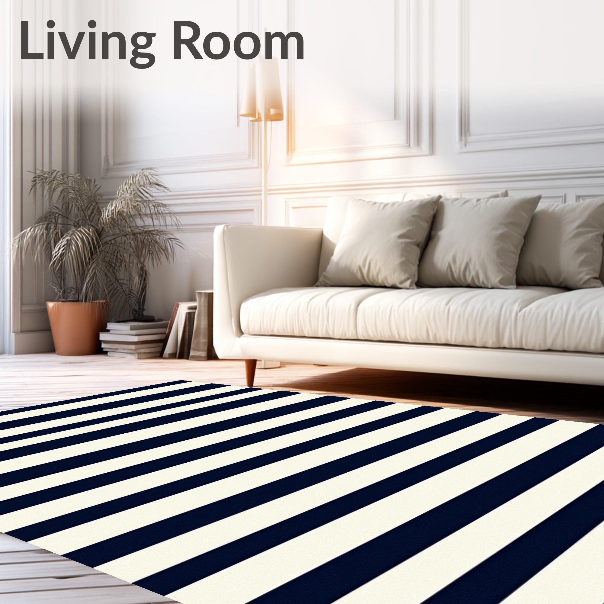 Classic Navy Stripe Pattern Rug
