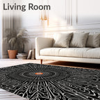 Radial Black And White Sunburst Design Rug