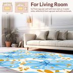 Blue Floral Star Pattern Rug