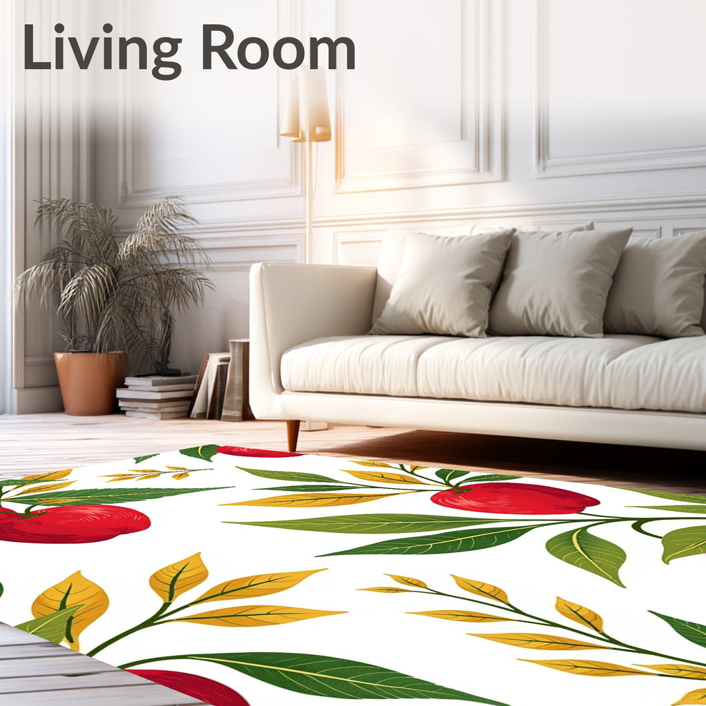 Red Apple Branch Pattern Rug