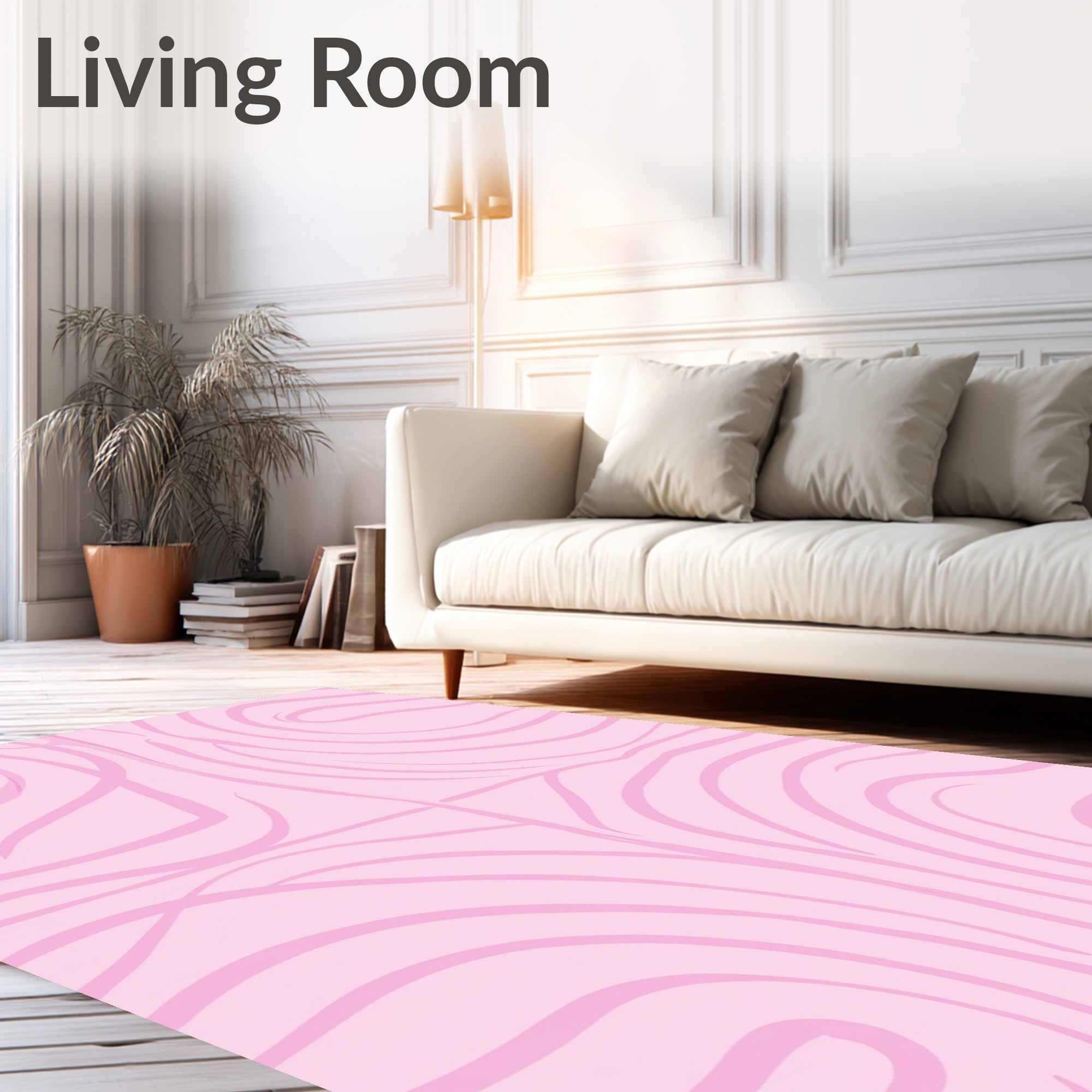 Pink Swirl Abstract Art Rug