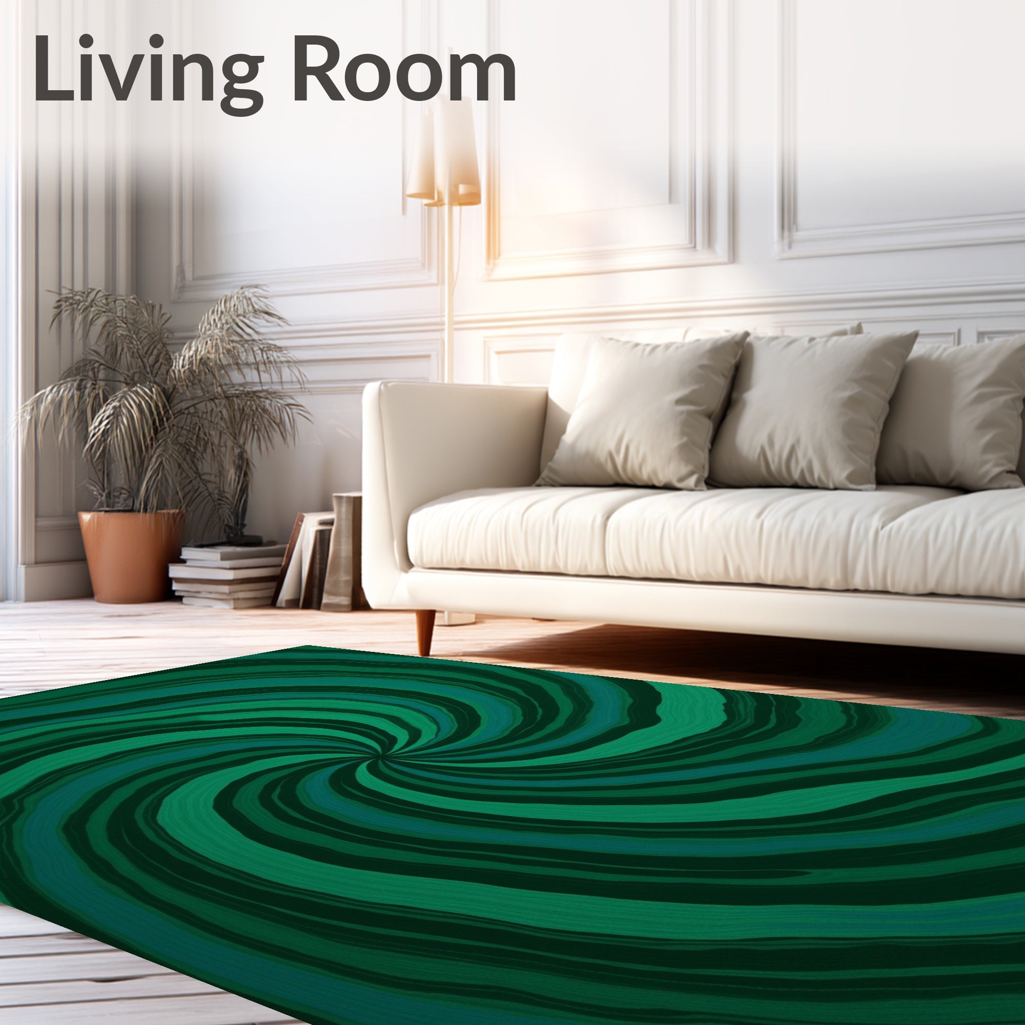 Green Swirl Pattern Abstract Rug