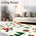 Christmas Village Scene With Santa Claus Rug