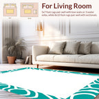 Teal And White Modern Geometric Design Rug