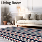 Classic Navy Red White Stripes Rug