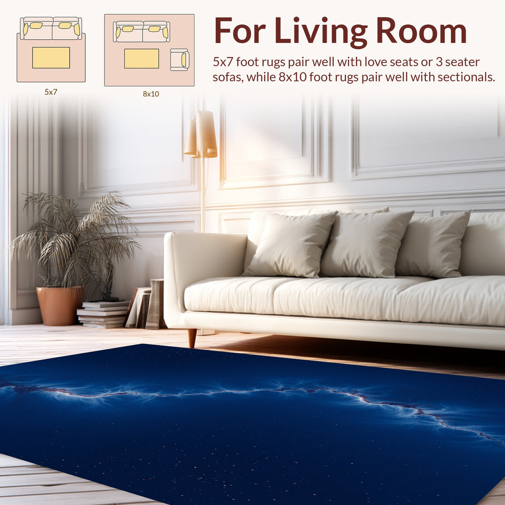Deep Blue Cosmic Fractal Pattern Rug