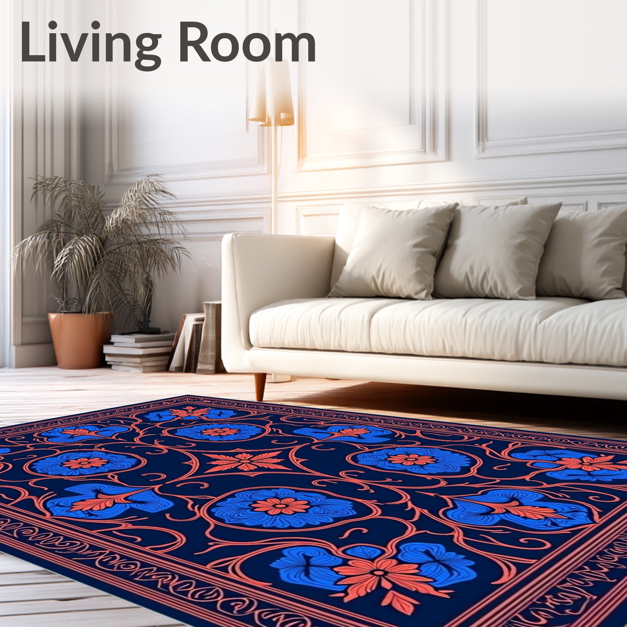 Ornate Floral Vines Pattern Rug