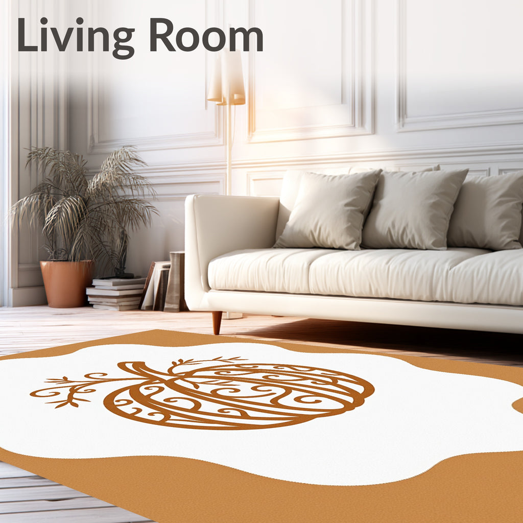 Autumn Pumpkin Vine Intricate Design Rug