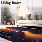 Golden Forest Path Abstract Design Rug