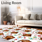 Brown Gingerbread Houses Swirls Garland Rug
