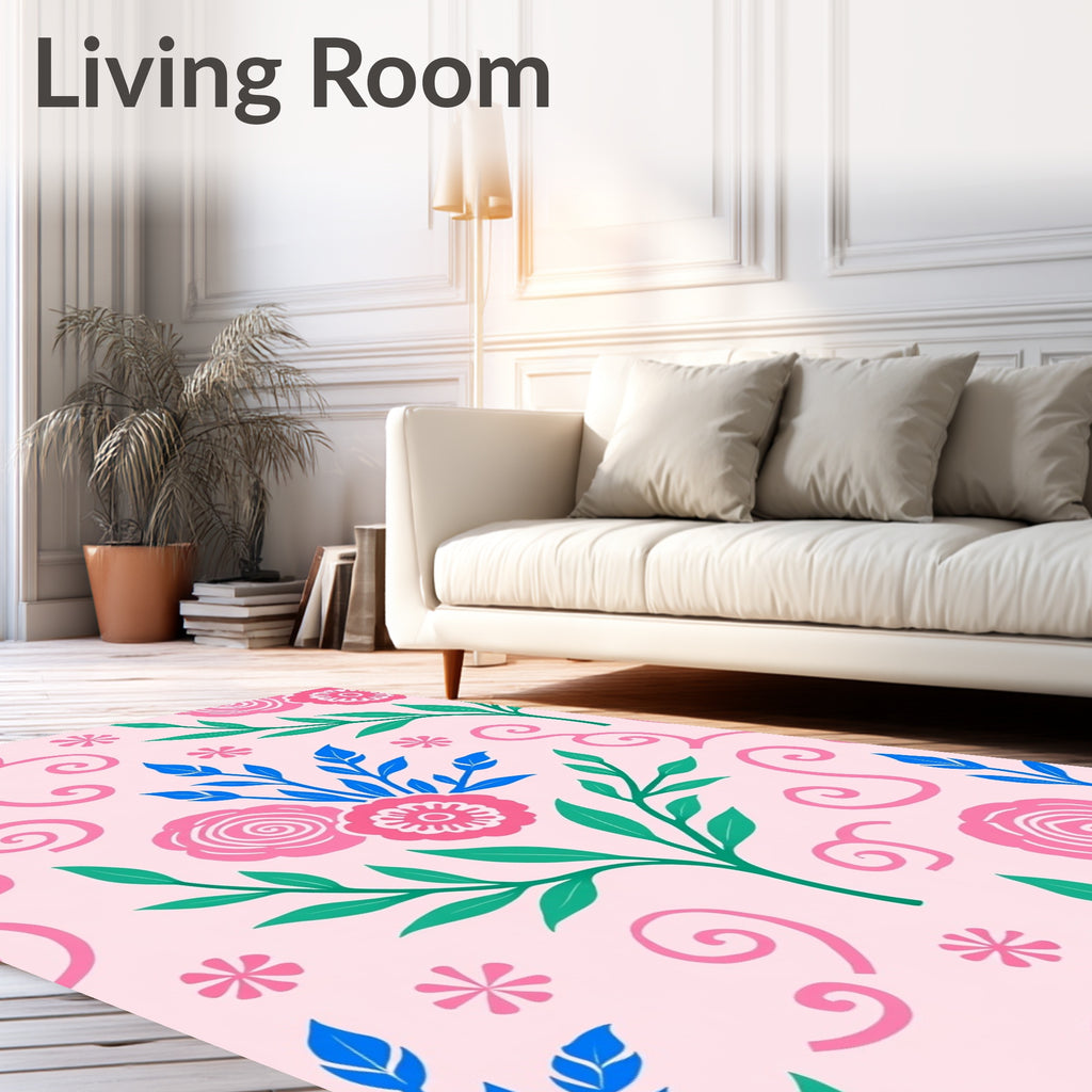 Whimsical Floral Swirl Pattern Rug