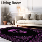 Gothic Skull With Ornate Pink Border Rug