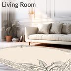 Elaborate Outline Leaf Border Design Rug
