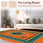 Orange Green Floral Medallion Pattern Rug