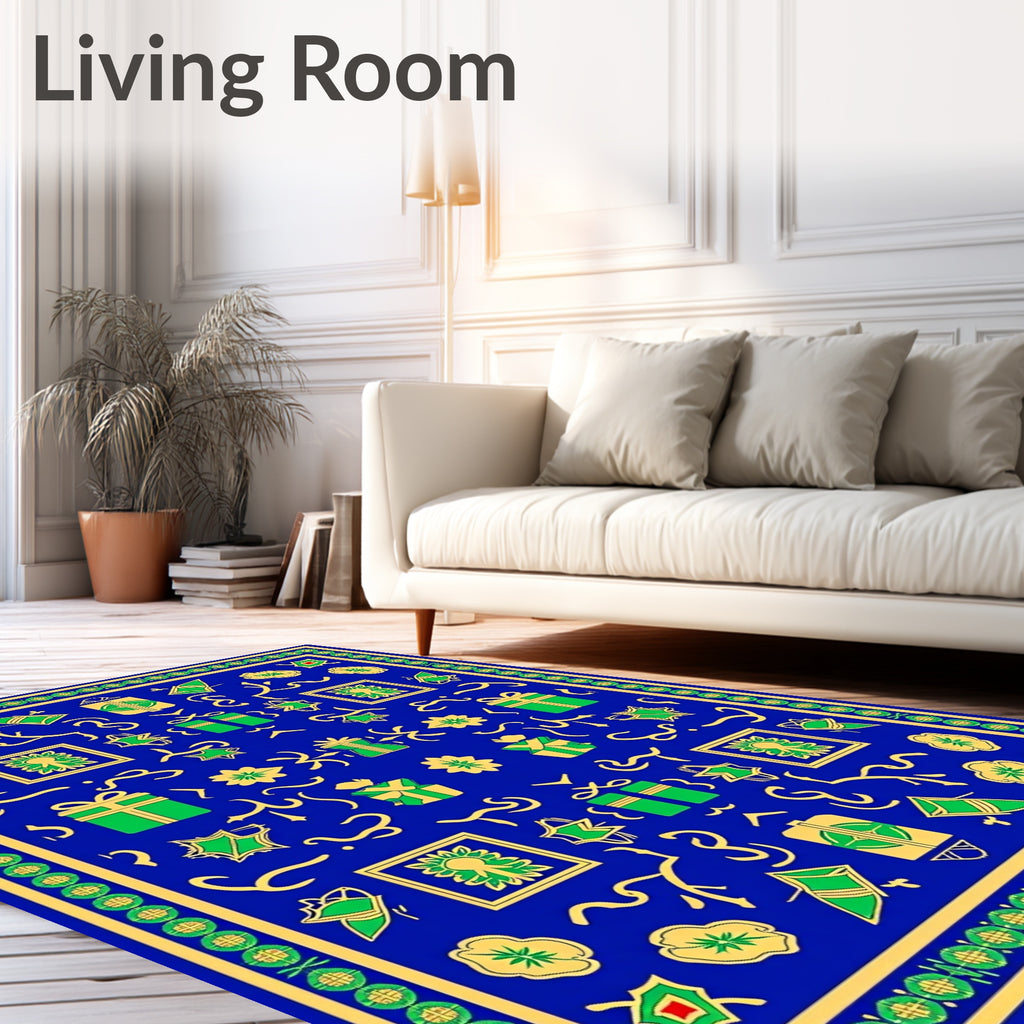 Whimsical Gifts Botanical Blue Yellow Rug