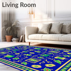 Whimsical Gifts Botanical Blue Yellow Rug