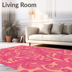 Vibrant Pink Swirl Floral Pattern Rug