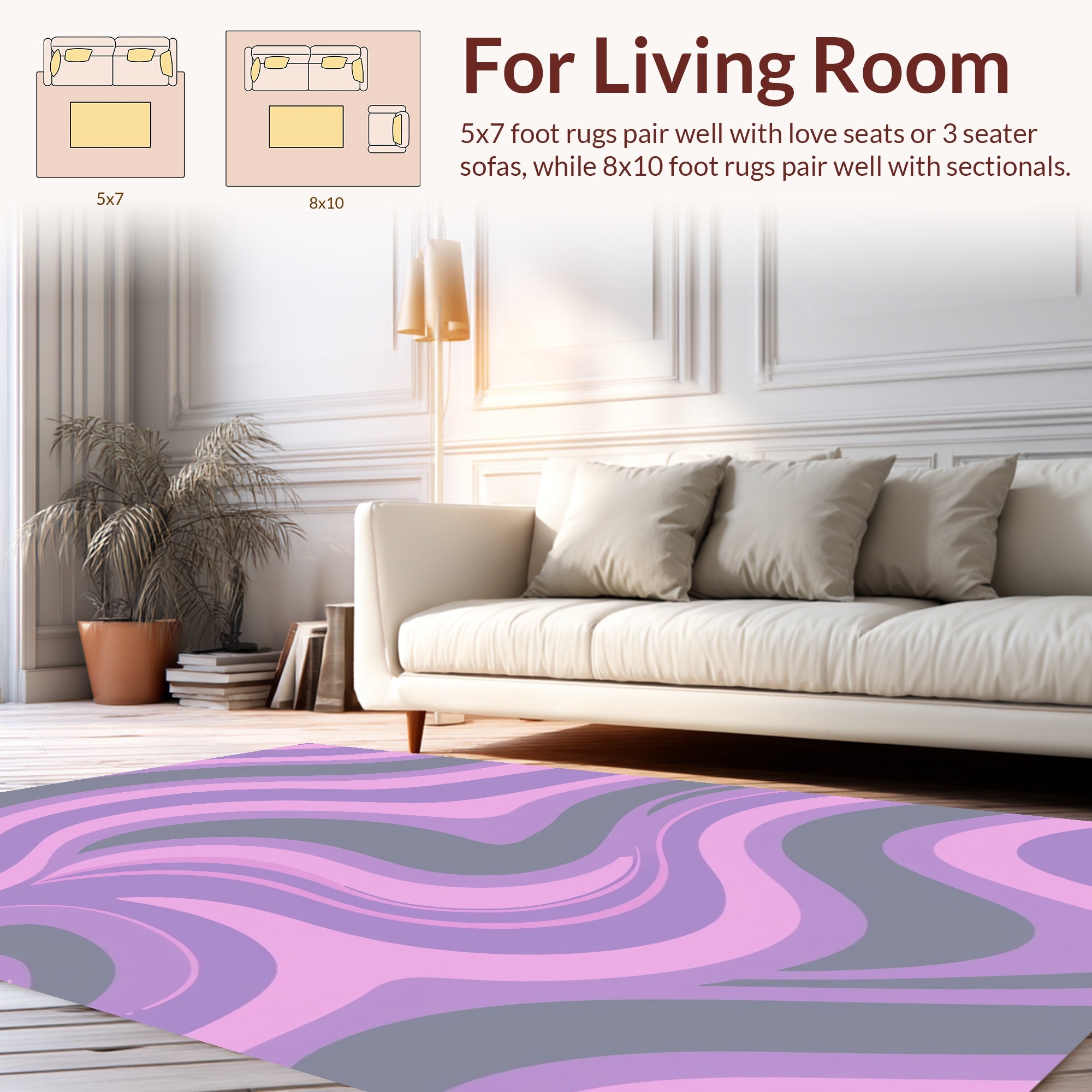 Pastel Swirls Soft Wave Design Rug