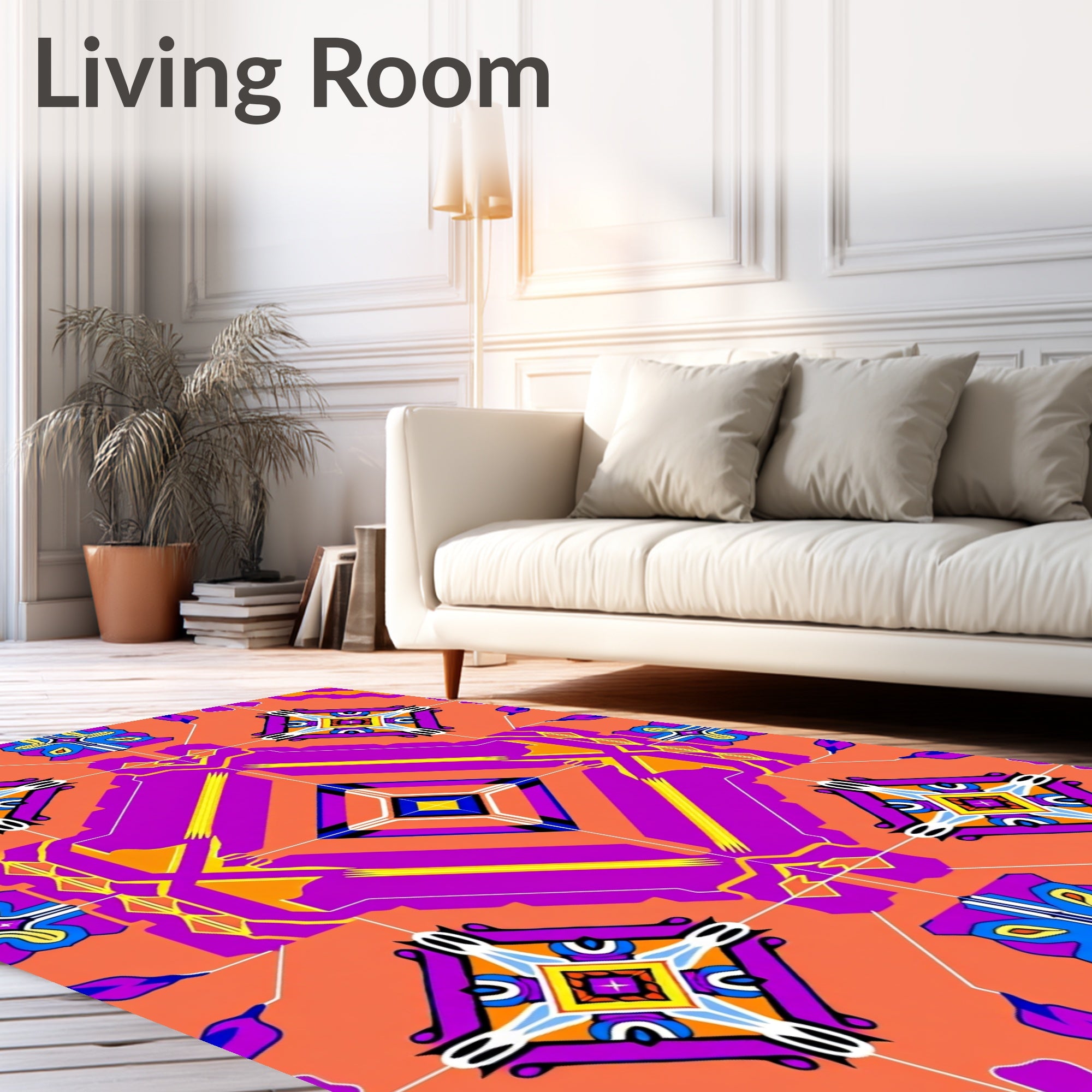 Vibrant Geometric Patchwork Tile Design Rug
