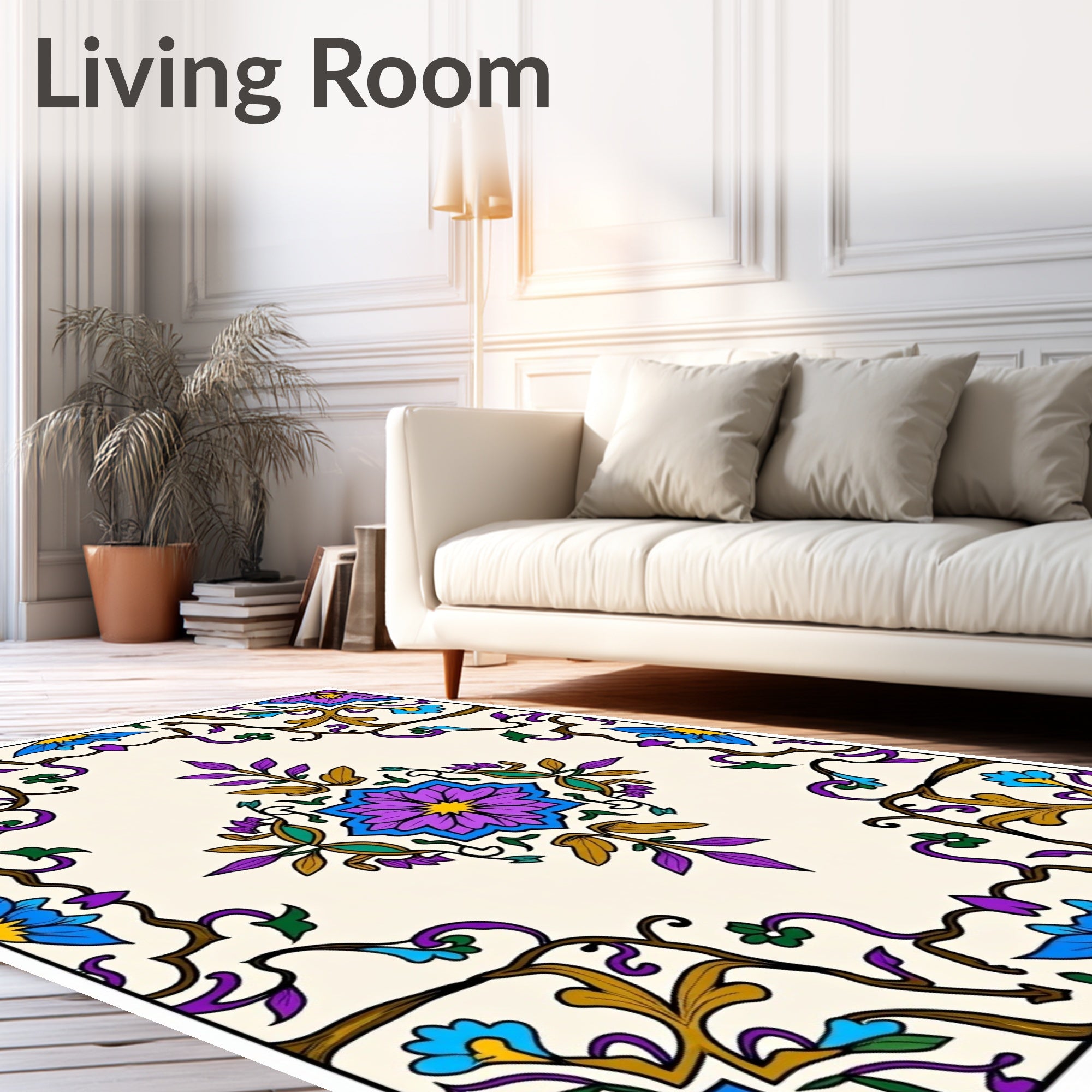 Ornate Floral Vine Pattern Rug
