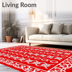 Red White Intricate Floral Pattern Rug