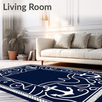Nautical Anchor Scrollwork Border Design Rug