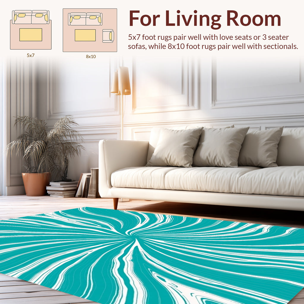 Teal Marble Swirl Abstract Rug