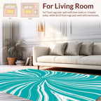 Teal Marble Swirl Abstract Rug
