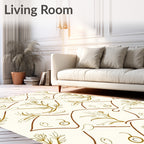 Organic Brown Gold Sketchy Vine Rug