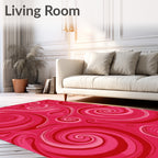 Vibrant Pink Swirl Pattern Rug