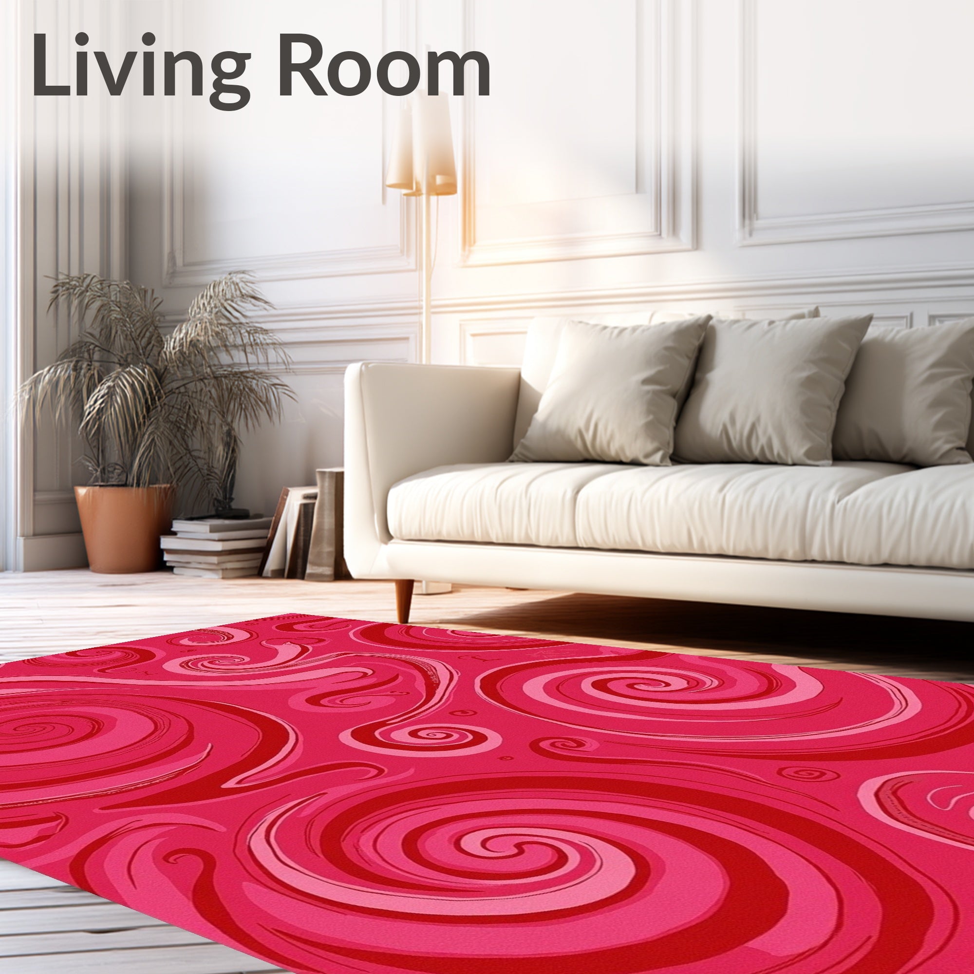 Vibrant Pink Swirl Pattern Rug