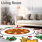 Whimsical Cat Fruit Pattern Rug