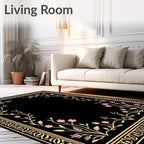 Botanical Vine Framed Floral Pattern Rug