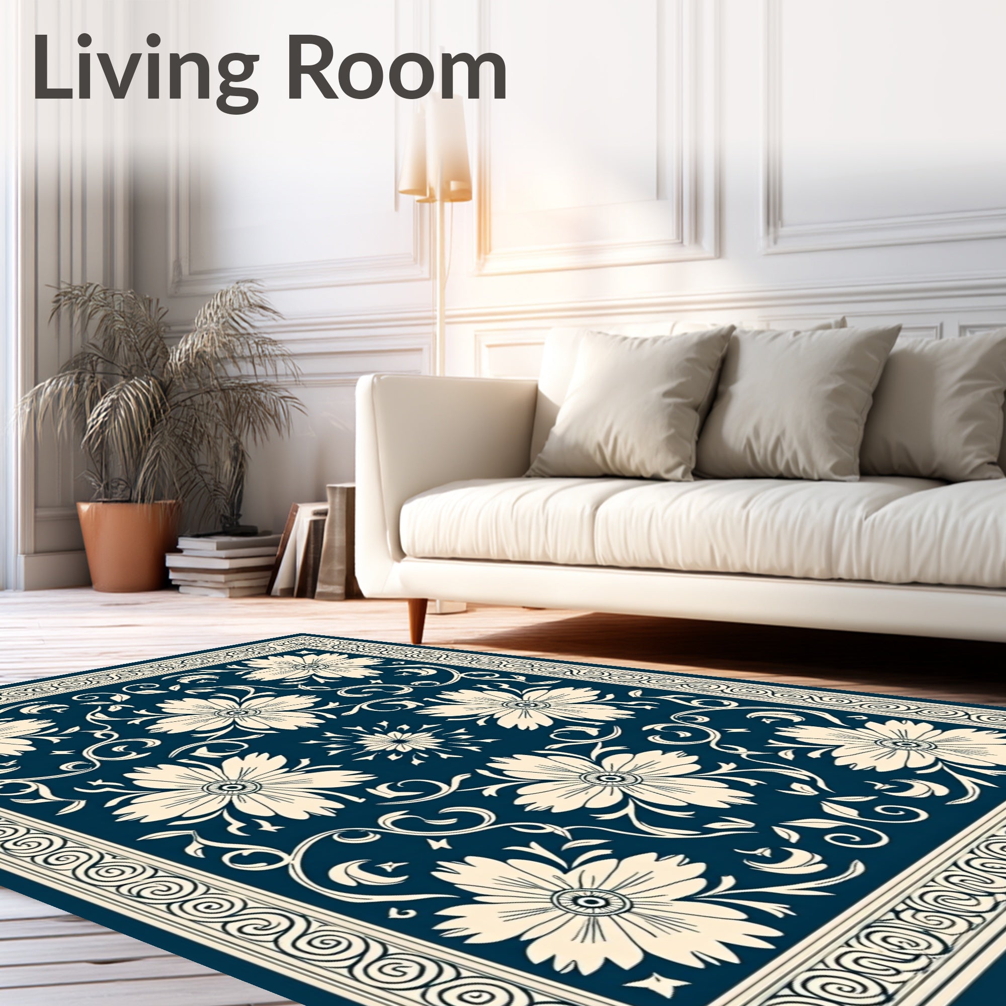 Classic Floral Scrollwork Pattern Design Rug