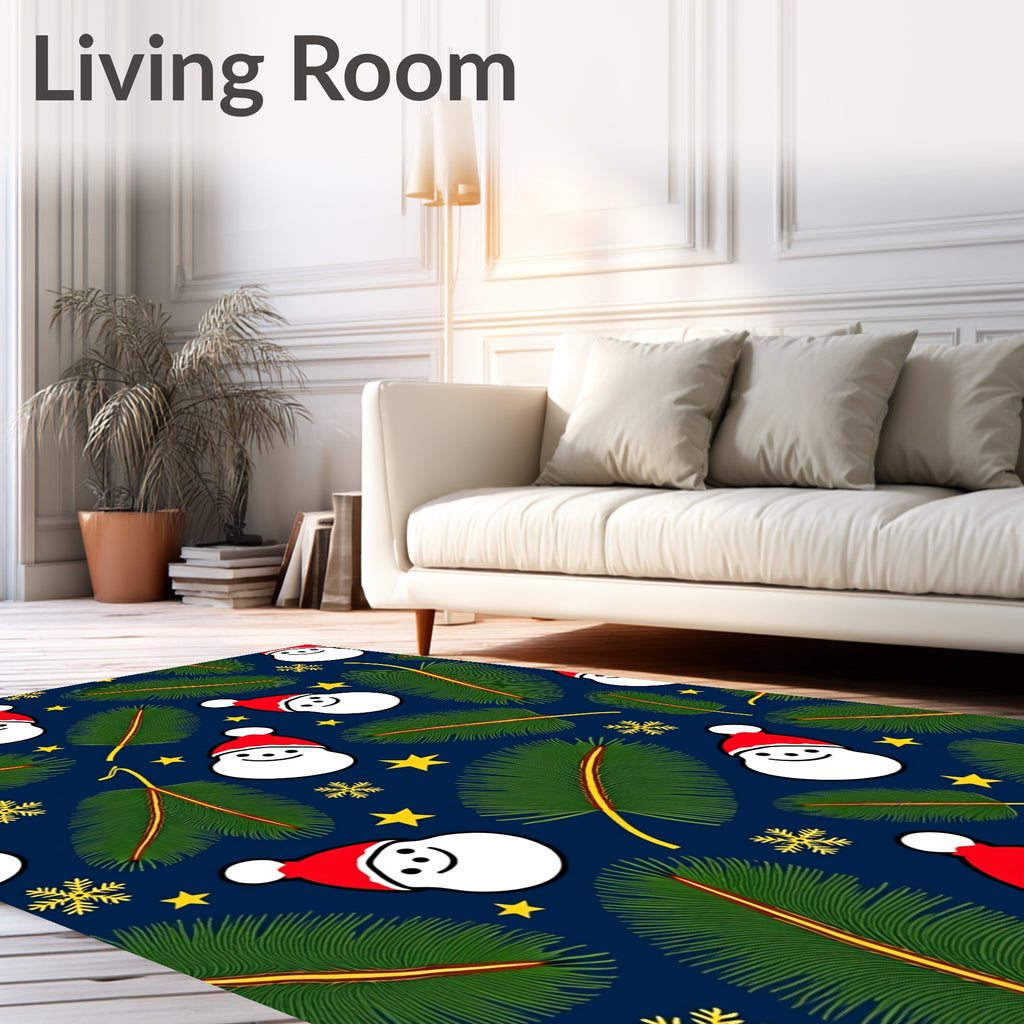 Festive Santa Claus Spruce Snowflakes Stars Rug