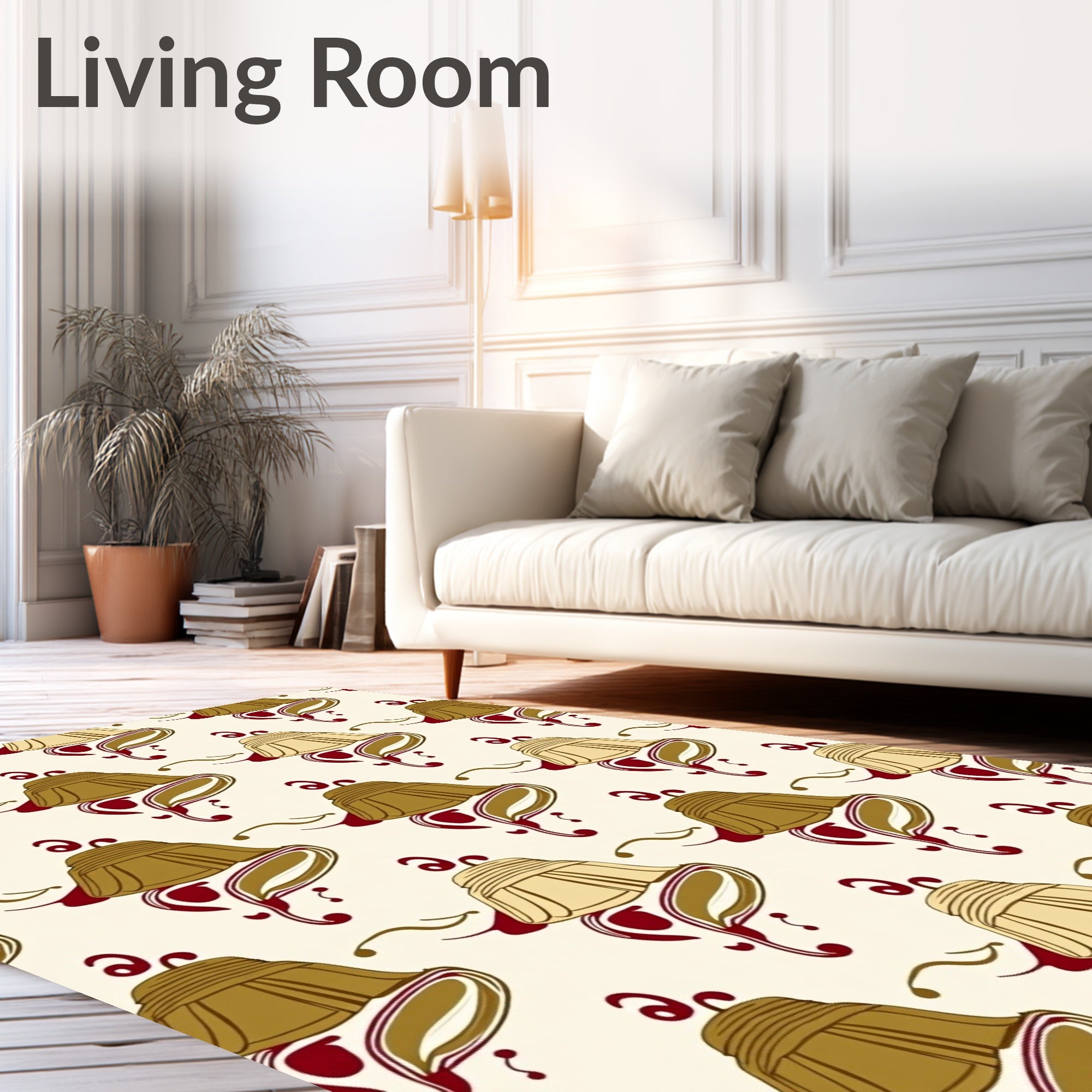 Art Nouveau Bells Swirls Pattern Rug