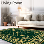 Emerald Snowflake Botanical Border Rug