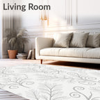Elegant Gray Leafy Swirl Pattern Rug