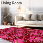 Vibrant Pink Floral Swirl Pattern Rug