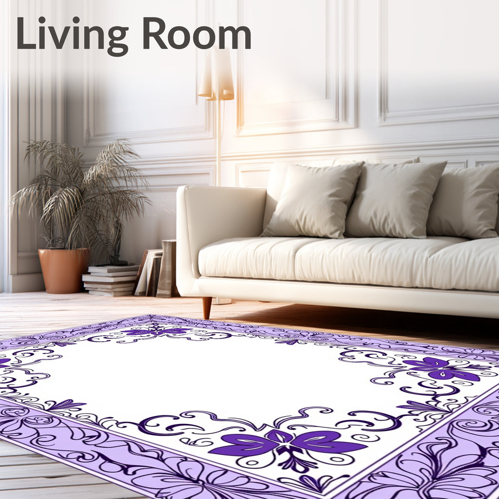 Floral Scrollwork Lavender Design Rug